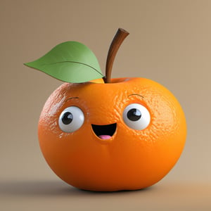 "Generate a hilarious image of a orange with comically oversized eyes and a big, playful mouth. Craft the image to radiate humor and whimsy, turning a simple fruit into a charming and funny character. The goal is to create a lighthearted and entertaining portrayal that brings a smile to viewers with the unexpected personality of this animated apple."