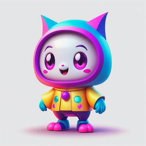Generate a mascot for tenten, A mischievous artificial intelligent ghost with a playful expression, by Lenkaizm,use digital color palette inspired by lexar studio, reflect whimsical and vibrant color to express tensor creative community, this mascot should be able to bring good luck and happiness to the world, inspired many and become greatest hits within digital art work. 
