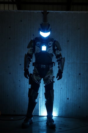 Creating a Fallout 5 armored suit with chameleon-like camouflage using nano LED technology:

The armored suit would utilize cutting-edge nano LED technology to mimic the colors and patterns of the surrounding environment, providing the wearer with highly effective camouflage capabilities.

Key features of the armored suit:

1. **Nano LED Panels:** The suit's exterior would be covered in nano LED panels capable of emitting light in a wide range of colors and intensities. These panels would be densely packed to ensure seamless coverage and effective camouflage.

2. **Environmental Sensors:** Integrated sensors would continuously scan the wearer's surroundings, capturing real-time data on colors, textures, and lighting conditions. This information would be processed by the suit's onboard computer to determine the optimal camouflage pattern.

3. **Adaptive Color Matching:** Based on the environmental data gathered, the nano LED panels would dynamically adjust their colors and brightness levels to match the surrounding environment. This adaptive color matching ensures that the wearer remains virtually invisible to the naked eye, even in varied and unpredictable terrain.

4. **Real-Time Feedback:** The suit's HUD would provide real-time feedback to the wearer, displaying information on the effectiveness of the camouflage and suggesting adjustments if necessary. This feedback allows the wearer to maintain optimal concealment at all times.

5. **User Customization:** While the suit's camouflage system can operate autonomously, the wearer would also have the option to manually control the color and intensity of the nano LED panels. This customization feature allows for greater versatility in different environments and tactical situations.

6. **Durability and Mobility:** Despite the addition of nano LED technology, the armored suit would remain lightweight, durable, and flexible, allowing the wearer to move freely and swiftly in combat situations.

7. **Energy Efficiency:** The nano LED panels would be designed for maximum energy efficiency, ensuring long-lasting operation without draining the suit's power source. Advanced energy management systems would optimize power usage, allowing the wearer to maintain camouflage