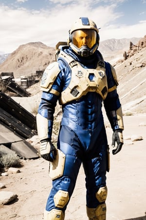 Capture a close-up shot of the hexagonal structure of the Vault 137 thermal suit worn by the soldier, highlighting its intricate design and rugged durability amidst the sandy and rocky wasteland of Fallout 5.

The photo focuses on a section of the soldier's armor, zooming in to reveal the detailed hexagonal pattern of the thermal suit's panels. Each hexagon, measuring half an inch, is meticulously arranged to cover the soldier's body surface, providing optimal thermal capabilities for survival in extreme temperatures.

The hexagonal panels exhibit signs of wear and tear, with scratches and scuff marks indicating the harsh conditions of the wasteland. Despite the rugged exterior, the metallic sheen of the panels reflects the dim light filtering through the toxic haze, hinting at the advanced technology woven into the fabric of the suit.

In the background, the sandy and rocky terrain of the wasteland stretches out, blurred to emphasize the focus on the hexagonal structure of the thermal suit. The soldier's presence is implied but not shown, allowing viewers to appreciate the intricate details of the armor in isolation.

This close-up shot offers a glimpse into the craftsmanship and functionality of the Vault 137 thermal suit, showcasing its resilience and adaptability as a vital tool for survival in the unforgiving world of Fallout 5.