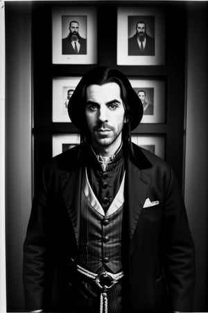  Portrait, Sacha Noam Baron Cohen as Rasputin, black clothing, Black and White,pinhole photography