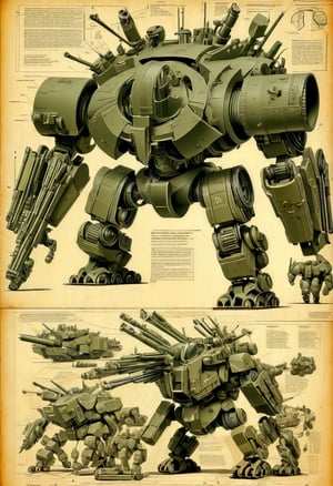 US Army art style on the theme of original Combat 8 wheeler vehicle (BIG DADDY) deployed as heavy artillery on the style of Technical drawing and isometric views, golden ratio 6000