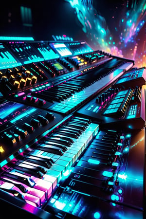 (masterpiece:1.2) (photorealistic:1.2) (bokeh) (best quality) (intricate details) (8k) (HDR) (cinematic lighting) (sharp focus) incredible dreamscape (impossible:1.2) Futuristic Korg Synthesizer, 88 key keyboard, 2 touchscreens, many knobs, 
,UraniumTech, a band like Fepeche mode giving a concert at the Allegiance Arena in Las Vegas