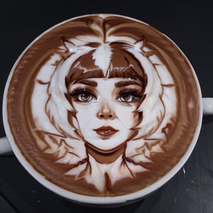 Highly detailed, High Quality, Masterpiece, beautiful, coffee, latte, LatteArt, latte art, food art, , 1girl, naked_girl