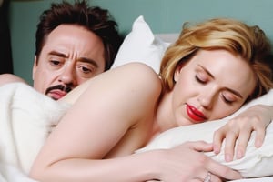 Scarlet Johansson and Robert Downey Jr sleep tenderly after making love,scarlett johansson,photo r3al, hot, orgasm