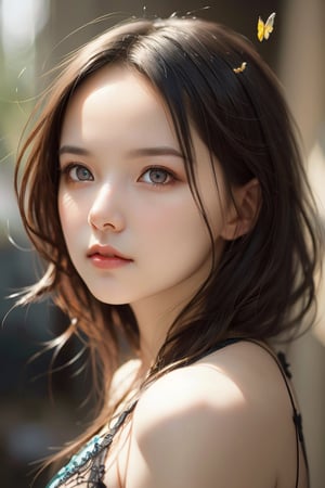 8k portrait of beautiful cyborg with brown hair,((1girl, loli:1.3, cute girl:1.2,cos,moe)), intricate, elegant, highly detailed, majestic, digital photography, art by artgerm and ruan jia and greg rutkowski surreal painting gold butterfly filigree, broken glass, (masterpiece, sidelighting, finely detailed beautiful eyes: 1.2), hdr,