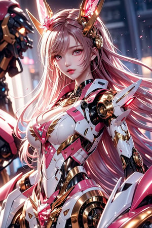 1girl, dramatic lighting,Pink Mecha,Honey Mecha