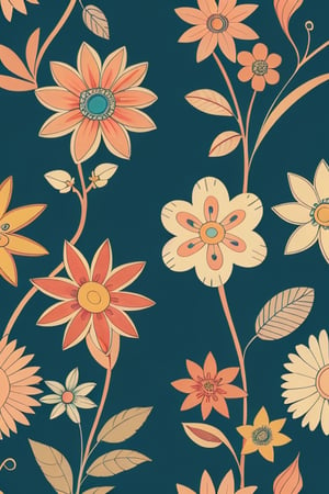 Floral wallpaper that looks like children's doodles