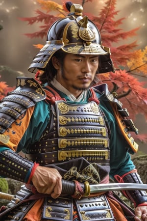 (Fractal Art: 1.3), (Colorful Colors), A Samurai,samurai,hubgman