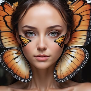 make a female face from butterfly wings, ultra detail, ultra crisp