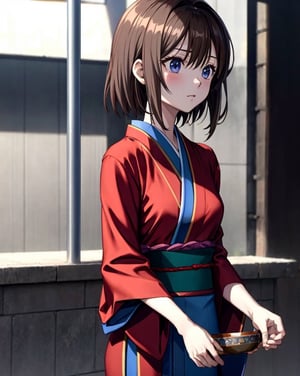 haibaratv, brown hair, short hair, anime screencap, masterpiece, cg 8k, cute, dignified kimono, noble, upper body