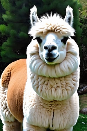 una alpaca con la legendaria cara de bestia