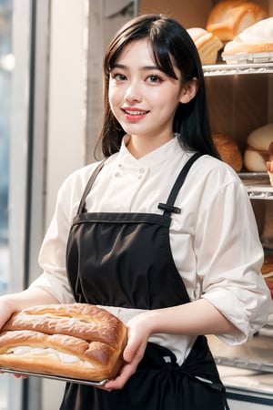 Perfect beautiful woman, baker, amazing artwork of bakery