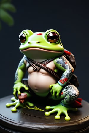 fantasy frog concept, yakuza tattoo, 3d_model, comedy
