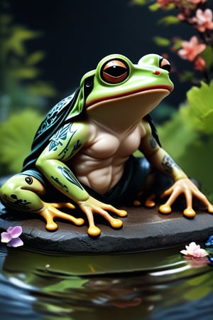 fantasy frog concept, yakuza tattoo, 3d_model