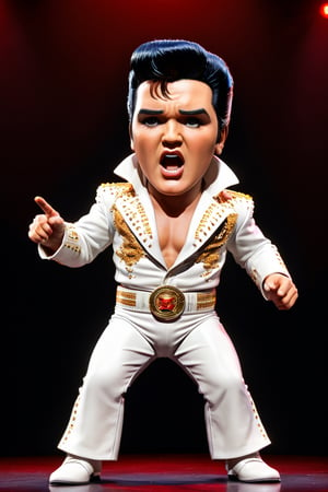 (((a full body of a baby incredible Elvis Presley,))) ((Illustration in Marvel stile, singing at the world tour concert stage, random actions, lighting spotlight stage, ((very angry, Veri detailed face, realistic details