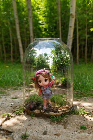 chibi a little girl picking berries in a magical forest, ultra realistic, photo realistic, surrealism, fantasy, detail,