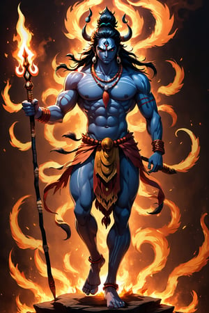 ((anime, anime style)),
Lord Shiva, Indian mythology, one piece character, symmetric body, holding a three-pronged spear full body, extremely detailed, cinematic lighting, high contrast, artstation, character concept art, 8K:: background flames
