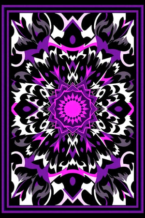 Vector rug design, art ready to print colorful  illustration , visionary art ,pen art, vector art, (symmetrical), a matrix of energy and light,,transparent caustics light ,epic composition,universal energy,  sacred geometry,digitized vector, minimalist design,, simplistic, minimalist,  calligraphic lines,vector art illustration,professional vector, full design, (only colors, purple, black, gray, white, ), solid solid shapes,, no shadows, full design, pendleton isometric patterns,, vector art illustration,beautiful border design pattern, vector design, perfect line work, perfect shapes, simple design, symmetrical, straight lines,  perfectly symmetrical,360 border,