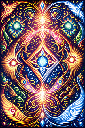  visionary art ,pen art, symmetrical, spirit guide among a matrix of energy and light,bl4ckl1ghtxl