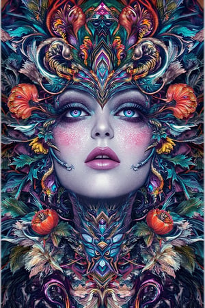 visionary art ,pen art,Dark Dramatic Ancient Elegant dark Goddess of the night and halloween, woman seen from the waist up, by Anna Dittmann and android jones,perfectly symmetrical image,Vibrant, In Watercolour,pen art, visionary art, symmetrical, beautiful detailed eyes (masterpiece, best quality, ultra-detailed), (perfect anatomy), High detailed, detailed background, anatomically correct, beautiful face, detailed hands, perfect eyes, expressive eyes, score_9, score_8_up, score_7_up, best quality, masterpiece, 4k,ULTIMATE LOGO MAKER [XL],DonMB4nsh33XL ,vivid colors,neon highlights