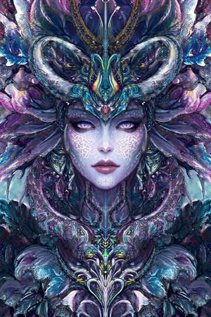 visionary art ,pen art,Dark Dramatic Ancient Elegant dark Goddess of the night , woman seen from the waist up, by Anna Dittmann and android jones,perfectly symmetrical image,Vibrant, In Watercolour,pen art, visionary art, symmetrical, beautiful detailed eyes (masterpiece, best quality, ultra-detailed), (perfect anatomy), High detailed, detailed background, anatomically correct, beautiful face, detailed hands, perfect eyes, expressive eyes, score_9, score_8_up, score_7_up, best quality, masterpiece, 16k,vivid colors,neon highlights,uv, 