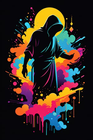 character silhouette,  Vector t shirt art ready to print colorful graffiti illustration ,  visionary art ,pen art, vector art, (symmetrical), spirit guide among a matrix of energy and light,, divine being in the comsic astral matrix of another reality,, digitized vector, minimalist design,, simplistic,  minimalistic, black ink, calligraphic lines,vector art illustration,professional vector, full design,(( 6 colors only )), solid, no shadows, full design, warm colors, pendleton isometric patterns, sticker, bright colors, vector art illustration,,Flat vector art,pencil sketch