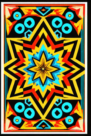 Vector rug design, art ready to print colorful  illustration , visionary art ,pen art, vector art, (symmetrical), a matrix of energy and light,,transparent caustics light ,epic composition,universal energy,  sacred geometry,digitized vector, minimalist design,, simplistic, minimalist,  calligraphic lines,vector art illustration,professional vector, full design, 6 colors only , solid, no shadows, full design, pendleton isometric patterns, sticker, bright colors, vector art illustration,beautiful border design pattern, vector design, perfect line work, perfect shapes, simple design, symmetrical, straight lines,  perfectly symmetrical,