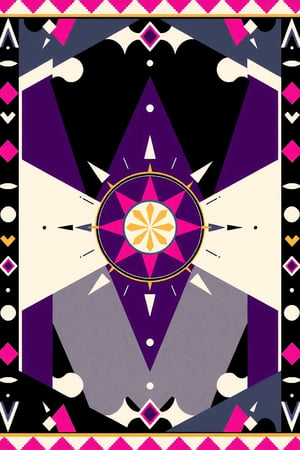 Vector, rug design, colorful  illustration , vector art, (symmetrical), a matrix of energy and light,epic composition,universal energy,  sacred geometry,digitized vector, minimalist design,, simplistic, minimalist,  calligraphic lines,vector art illustration,professional vector, full design, (only colors, purple, black, gray, white, gold , pink), solid solid shapes,, no shadows, full design, pendleton isometric patterns,, vector art illustration,beautiful border design pattern, vector design, perfect line work, perfect shapes, simple design, symmetrical, straight lines,  perfectly symmetrical,