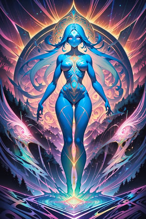 ,oil paint style,classic artwork,standing,fantasy,dnd, goddess girl,newest,visionary art style,a forest of transcendence that opens up to the spirit realm surrounding  the msytic breaking down physical reality into the spirit realm . The mystic is a human in meditation,
 fractals, sacred  geometry  and vivid color, 
 . Spirit realm, metaphysical realm, esoteric,style , psychedelic landscape  , (masterpiece, best quality, ultra-detailed), ((perfect hands)), ((perfect anatomy)), High detailed, detailed background, anatomically correct , beautiful face, detailed hands, perfect eyes, expressive eyes, score_9, score_8_up, score_7_up, best quality, masterpiece, 4k,visionary art,ULTIMATE LOGO MAKER [XL],bl4ckl1ghtxl,dd4ught3r,Sexy Girl