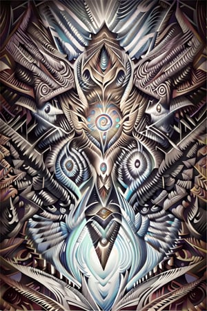  visionary art ,pen art, symmetrical, spirit guide among a matrix of energy and light