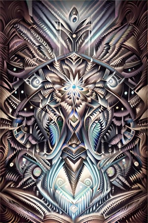  visionary art ,pen art, symmetrical, spirit guide among a matrix of energy and light