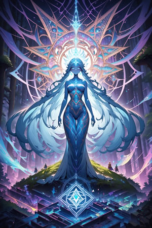 ,oil paint style,classic artwork,standing,fantasy,dnd, goddess girl,newest,visionary art style,a forest of transcendence that opens up to the spirit realm surrounding  the msytic breaking down physical reality into the spirit realm . The mystic is a human in meditation,
 fractals, sacred  geometry  and vivid color, 
 . Spirit realm, metaphysical realm, esoteric,style , psychedelic landscape  , (masterpiece, best quality, ultra-detailed), ((perfect hands)), ((perfect anatomy)), High detailed, detailed background, anatomically correct , beautiful face, detailed hands, perfect eyes, expressive eyes, score_9, score_8_up, score_7_up, best quality, masterpiece, 4k,visionary art,ULTIMATE LOGO MAKER [XL],bl4ckl1ghtxl,dd4ught3r,Sexy Girl