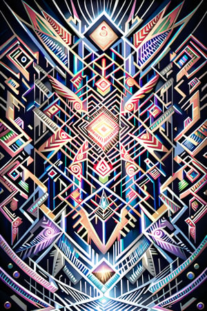  visionary art ,pen art, symmetrical, spirit guide among a matrix of energy and light