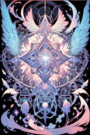 ayahuasca visions , beautiful cosmic chaos energy , patronus, transparent, caustics, magic, fantasy, composition, pastel colours, sacred geometry, minalmist design,clean line work, uv edges, transparent background, art image is centered with empty space as a boarder, high contrast, ultra detailed, not over comple