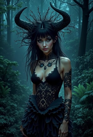 Creatures of deep darkness, this girl found joy in these nocturnal adventures, fully immersed in the enchanting symphony of the night.,visionary art style,sexy young woman in sexy cloths,medium shot,