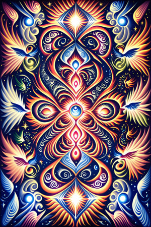  visionary art ,pen art, symmetrical, spirit guide among a matrix of energy and light,bl4ckl1ghtxl