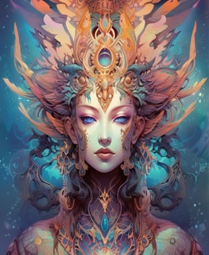 Ancient Elegant astral Goddess of love and magic by Anna Dittmann,and  android jones. Vibrant, visionary art, visionary art,hyper detailed,short pixie hair,short hair, pixie haircut, beautiful intricate detailed garment design,elegant headpiece, perfected facial detail, medium shot, strait forward pose, looking directly into viewer,  detailed eyes, natural lighting, epic composition, dynamic image, with feeling of desire and Majesty, uv color highlights, uv highlights colors, symmetrical image .center composition.symmetrical,over layers of sacred geometry, energy ribbons, psychedelic elements,Geometric Halftone,geometric patterns, sacred geometry,magical energy,visionary,Psychedelic, HDR,HD,sharp focus, ultra detail,high detail, dynamic, epic composition, visionary art ,,uv highlights,neon edges, high detail, ,sharp focus,   hd, rich tones (perfect hands, perfect anatomy), High detailed, detailed background, anatomically correct,
 . Spirit realm, metaphysical realm, esoteric,style , psychedelic landscape  , (masterpiece, best quality, ultra-detailed), (perfect hands, perfect anatomy), High detailed, detailed background, anatomically correct , beautiful face, detailed hands, perfect eyes, expressive eyes, score_9, score_8_up, score_7_up, best quality, masterpiece, 4k,visionary art,ULTIMATE LOGO MAKER [XL],bl4ckl1ghtxl,dd4ught3r,Sexy Girl score_9_up,extremely detailed,concept,Sexy Girl