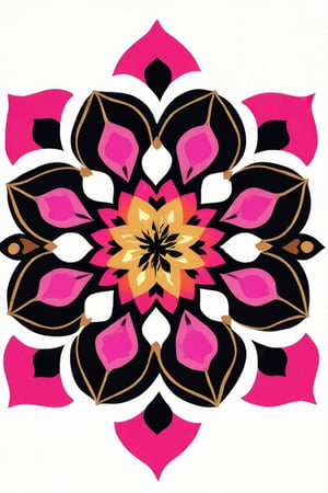 (only colors, purple, black, gray, white, gold , pink) Vector, rug design, colorful illustration , vector art, (symmetrical)