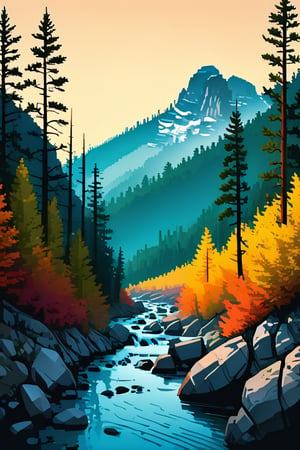  Pop Art , professional photo of a landscape scenery, BREAK, (close view:1.1) on a small mountain-(river:1.1) is winding through grim and thick coniferous forest in fog in autumn, BREAK, panoramic view,, 7 colors, simple image, Pop Art   ,,vector art,masterpiece,, simple image, uv colors ,eon highlights, proper anatomy , no shading, simple line art , vector lines, , , illustration, , A beautifully designed image, . Crisp lines, realistic, high quality, , extremely high-resolution details, photographic, , fine texture, incredibly lifelike perfect shadows, atmospheric lighting, volumetric lighting, sharp focus, 


