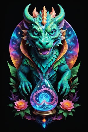 beautiful cosmic dragon that lives in skull of a god, chaos energy that forms a elegant hourglass and balanced scales,dragon , skulls,cosmic, nebulous soliloquy with psychatronic interface with god,transparent caustics,epic composition,universal energy, uv pastel colours, sacred geometry, minalmist design,clean line work, uv edges,neon, transparent background,elegant, art image is centered with empty space as a boarder, high contrast, ultra detailed, not over complex, hour glass of the universe , scales to weigh souls , trippy, uv, neon. Hourglass of time and space with worlds that tells a story inside, uv highlights 
 fractals, sacred  geometry  and vivid color, 
 . Spirit realm, metaphysical realm, esoteric,style , psychedelic landscape  , (masterpiece, best quality, ultra-detailed), (perfect hands, perfect anatomy), High detailed, detailed background, anatomically correct , beautiful face, detailed hands, perfect eyes, expressive eyes, score_9, score_8_up, score_7_up, best quality, masterpiece, 4k,visionary art,ULTIMATE LOGO MAKER [XL],bl4ckl1ghtxl,dd4ught3r,Sexy Girl score_9_up,extremely detailed,concept,Sexy Girl