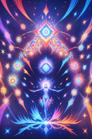  visionary art ,pen art, (symmetrical), spirit guide among a matrix of energy and light,bl4ckl1ghtxl,,transparent caustics light ,epic composition,universal energy, uv pastel colours, sacred geometry, divine being in the comsic astral matrix of another reality,