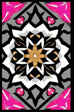 (only colors, purple, black, gray, white, gold , pink) Vector, rug design, colorful illustration , vector art, (symmetrical)