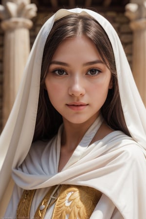 professional photograph, novice of a medieval temple in a white cape,
innocence, white is a color associated with purity and spirituality, beautiful
face of woman, skin with pores, peach fuzz, viral, 1DX Mark III,
Canon EF 85mm f/1.4 L IS USM Lense, shutter speed 1/125,
aperture f/11.0, ISO 100, 8k, HDR, ambient lighting, cinematography,
photorealistic, epic composition, cinematic, color grading,
depth of field, hyper-detailed, editorial photography,
photoshoot, super-resolution