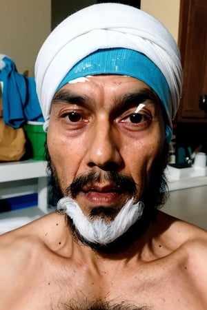 elderly Indian Sikh in a white turban, extremely detailed skin with pores, warm vibrant color tone, of with film grain, UHD, DSLR, perfect white balance, Alberto Vargas, Canon EOS R6, 16mm film quality, Fujicolor c200, prime lens photography, perfectly balanced lighting, 
white balance, sharp details, epic, depth of field
