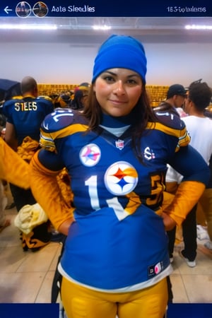 1 girl Usando  jersey  de los (((pitsburg steelers))) nfl