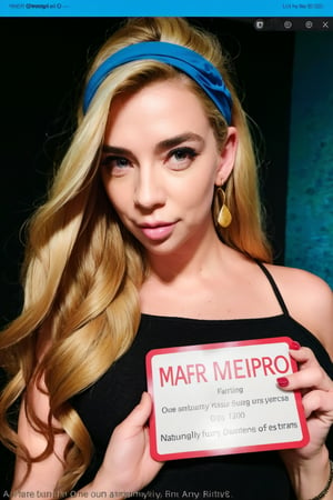 1girl, blonde hair, earrings, english text, fake cover, hairband, headband, jewelry, lips, long hair, looking at viewer, magazine cover, photo \(medium\), realistic, solo
good anatomy, masterpiece, best quality, 4k, 8k, 1girl,concept_barbie_mugshot_ownwaifu, holding, barbie_mugshot_(meme), height_mark, height_chart, nameplate, (holding sign:1.1), letterboxed, looking at viewer, meme, mugshot, open mouth, solo, upper body, www.ownwaifu.com, 
,1gir