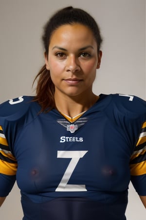 (((1woman)))  Usando  jersey  de los (((pitsburg steelers))) nfl,REALISTIC portrait american football ,portrait nsfw,REALISTIC