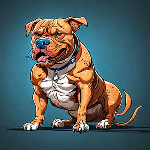 masterpiece, (best quality:1.4), ultra-detailed, comic style, image of big pitbull dog, perfect mouth, angry eyes. cartoon

