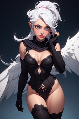 
pretty, long_hair, detailed_eyes, detailed_face, hands_out_of_frame,red_eyes, red_irises, harpy, wings, sultry, curvy, womanly_features, angel_wings, purple_highlights, normal_hand, cute_expression, solo,neon_colors,black_lingerie, white_hair, white_bangs, purple_theme, armor, pov, selfie, gloves, opera_gloves, fingerless_gloves, camel_toe,cowl,over_the_shoulder,nail_polish,perfect_hands,black_theme,light_skinned, pink_lips,full_figured,ribbons, collars,almond_eyes, dark_hair, long_white_hair, wide_hips, brown_feathers, full_lips veil, black_and_purple, harpy_lady, ivory_hair, dynamic_pose, pinup_pose, lace, leather, pinup_pose,no_teeth,thick_eyelashes,fashionable,thighs,dark_colors,symmetrical_eyes,voluptuous,Deku_Link_Zelda,Chiaki_Garo_aiwaifu,RedHoodWaifu,EpicLogo,PinchingPOV,open chest sweater,1 girl,rave clothes,bodypaint,Tex Mex Burrito Style,High detailed ,Color magic,Saturated colorsHigh detailed ,Tex Mex Burrito Style,Saturated colors,destiny /(takt op./),midjourney